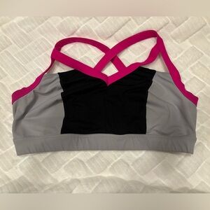Torrid Pink and Black High-Impact Sports Bra with Crisscross Straps